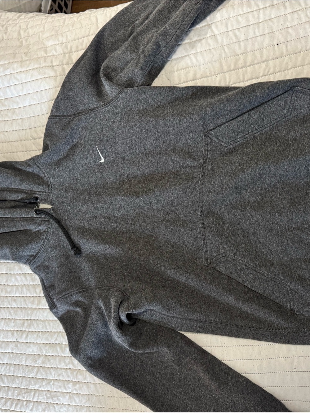 Nike Gray Hooded Sweatshirt with White Swoosh Tag